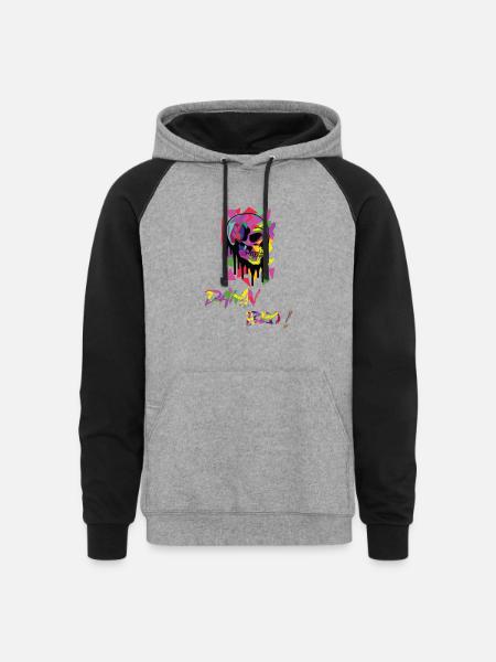 DAMN BRO - Unisex Colorblock Hoodie - heather gray/black