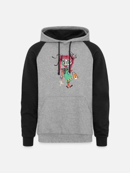 rag doll - Unisex Colorblock Hoodie - heather gray/black