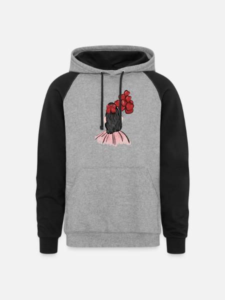 Cute girl - Unisex Colorblock Hoodie - heather gray/black