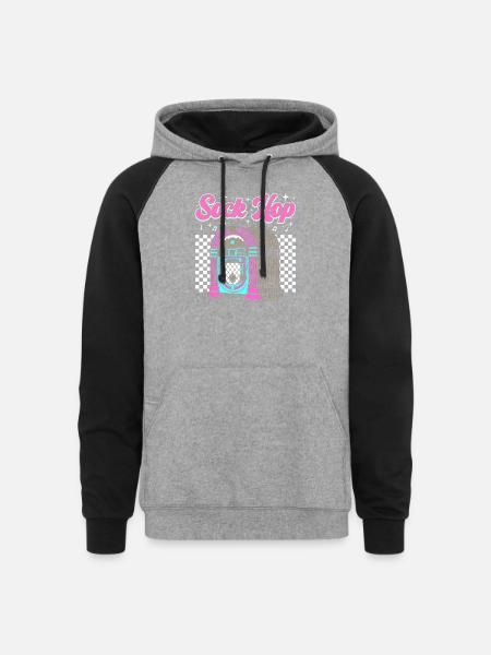 950s Party Sock Hop - Unisex Colorblock Hoodie - heather gray/black