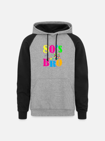 80s bro - Unisex Colorblock Hoodie - heather gray/black