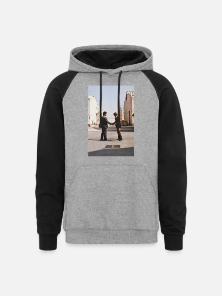 Pink Floyd Wish You Were Here Album Cover - Unisex Colorblock Hoodie - heather gray/black