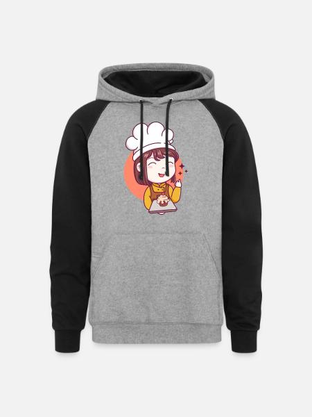 CUTE GIRL - Unisex Colorblock Hoodie - heather gray/black