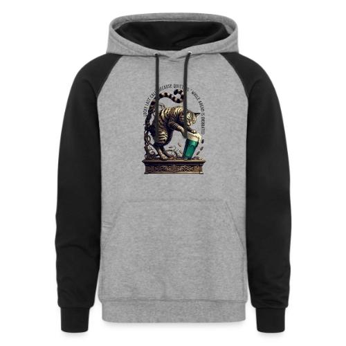 Lucky Last Call Cat Graphic Tee - Unisex Colorblock Hoodie