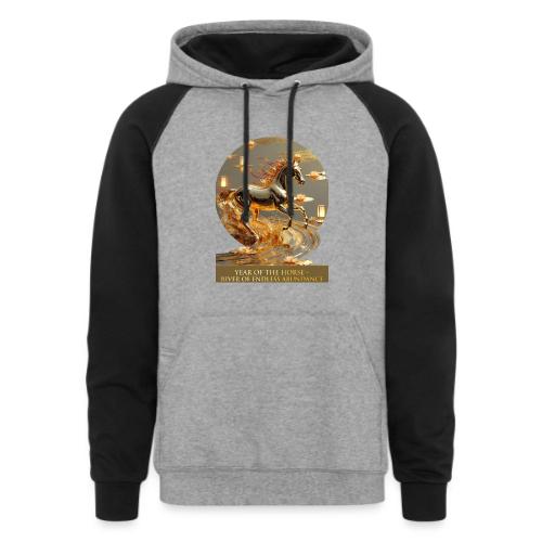 Year of the Horse Abundance T Shirt, Lunar NY Gift - Unisex Colorblock Hoodie