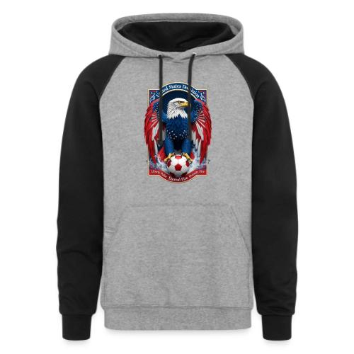 USA Eagle Emblem T Shirt, USA Soccer Pride Gift - Unisex Colorblock Hoodie