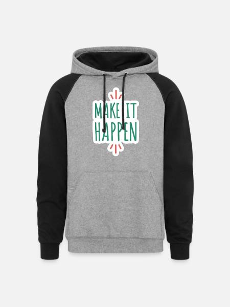Make it Happen - Unisex Colorblock Hoodie - heather gray/black