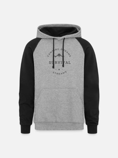 Camping Dreams Survival Streams - Unisex Colorblock Hoodie - heather gray/black