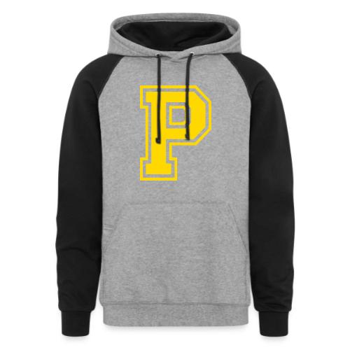 Letter P – Capital Athletic Alphabet Monogram - Unisex Colorblock Hoodie