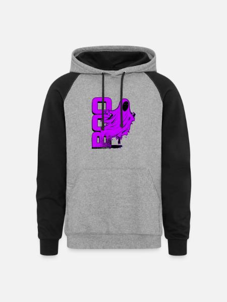 Ghost Of Disapproval - Purple Halftone - Unisex Colorblock Hoodie - heather gray/black