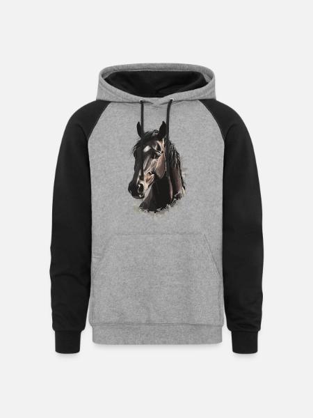 Horse - Unisex Colorblock Hoodie - heather gray/black