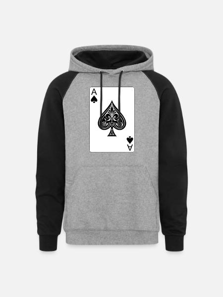 The Ace of Spades - Unisex Colorblock Hoodie - heather gray/black