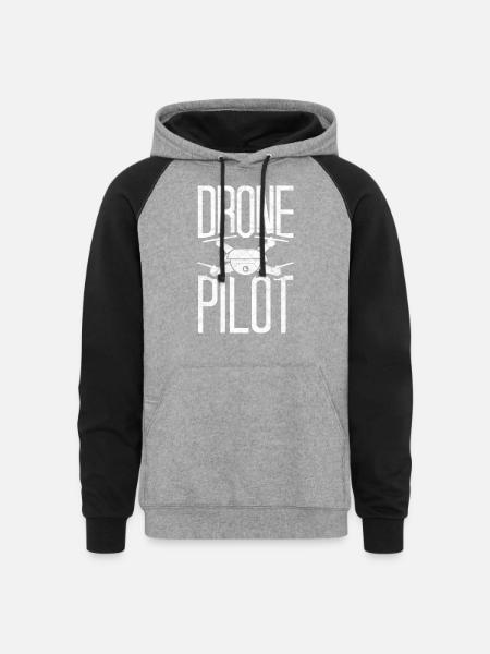Funny Drone Pilot Quadrocopter - Unisex Colorblock Hoodie - heather gray/black