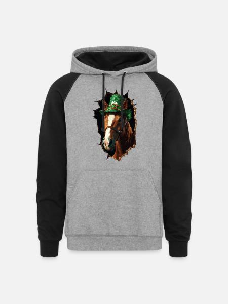 Horse - Unisex Colorblock Hoodie - heather gray/black
