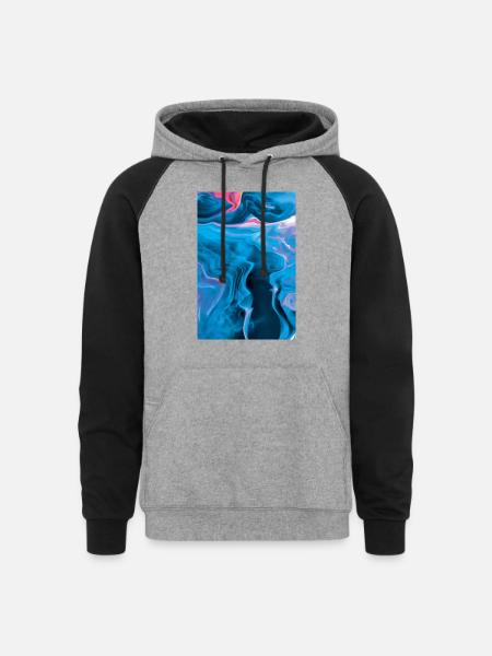 Blue Smoke - Unisex Colorblock Hoodie - heather gray/black