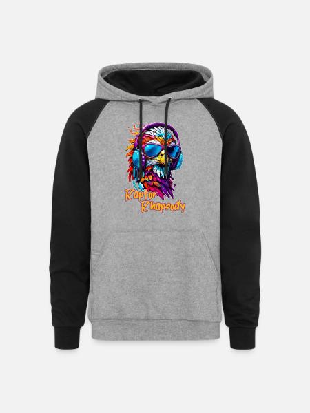 Raptor Eagle - Unisex Colorblock Hoodie - heather gray/black