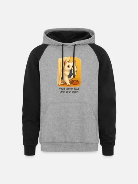 The Sock Thief - Unisex Colorblock Hoodie - heather gray/black