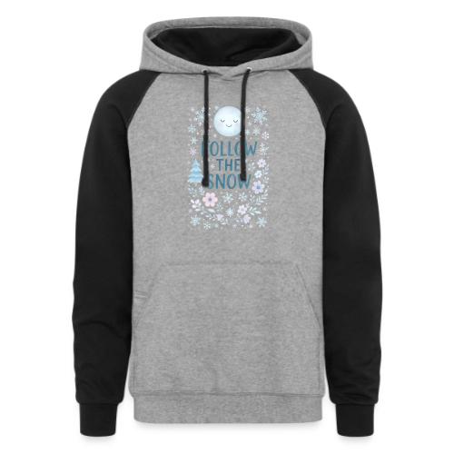 Follow the Snow – Cozy Winter Watercolor - Unisex Colorblock Hoodie