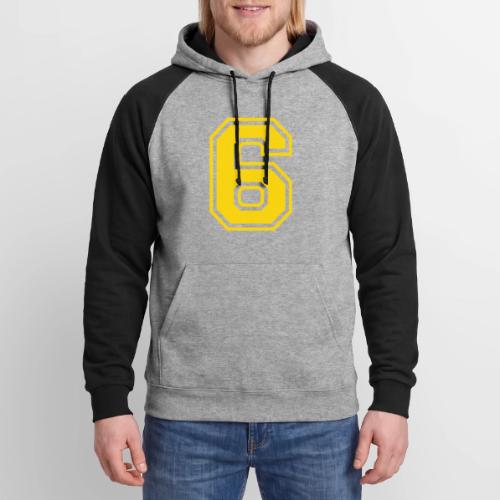 Number 6 in a classic athletic collegiate font - Unisex Colorblock Hoodie
