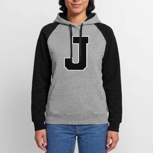 Varsity Letter J Athletic Alphabet Graphic - Unisex Colorblock Hoodie