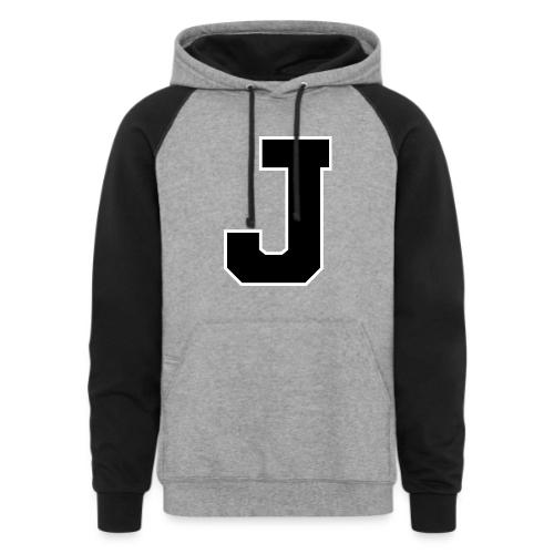 Varsity Letter J Athletic Alphabet Graphic - Unisex Colorblock Hoodie