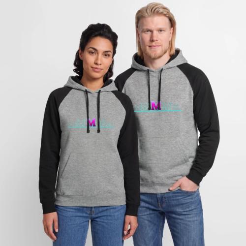 Letter M – Capital Varsity Alphabet Monogram - Unisex Colorblock Hoodie