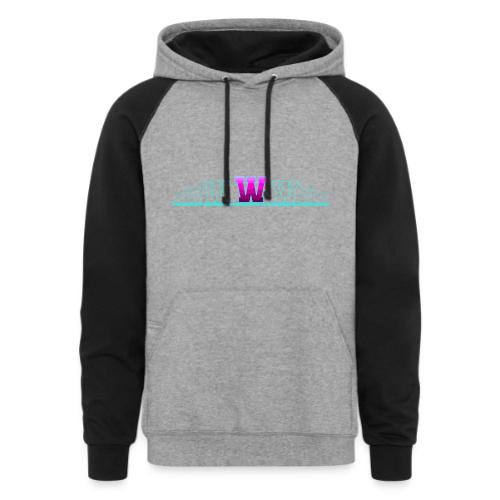 Letter W – Capital Varsity Alphabet Monogram - Unisex Colorblock Hoodie