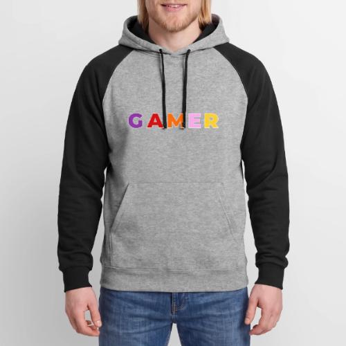 Multicolor GAMER Typography Design - Unisex Colorblock Hoodie