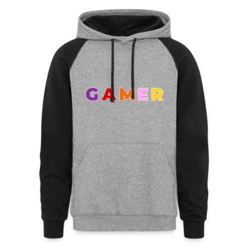 Multicolor GAMER Typography Design - Unisex Colorblock Hoodie