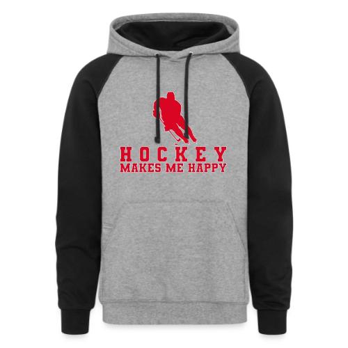 Hockey makes me happy - Unisex Colorblock Hoodie