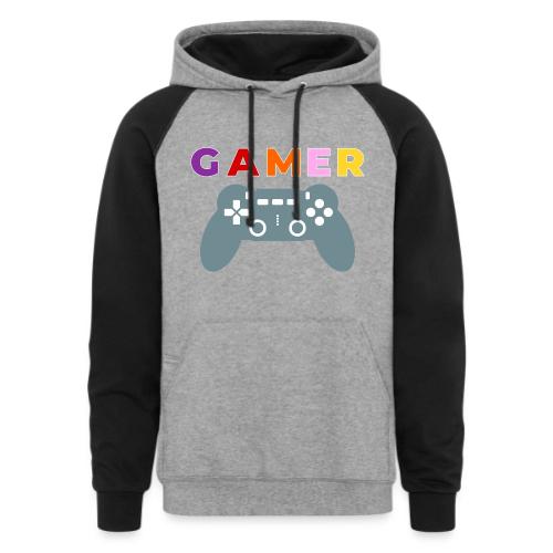 Colorful Gamer Controller Graphic - Unisex Colorblock Hoodie