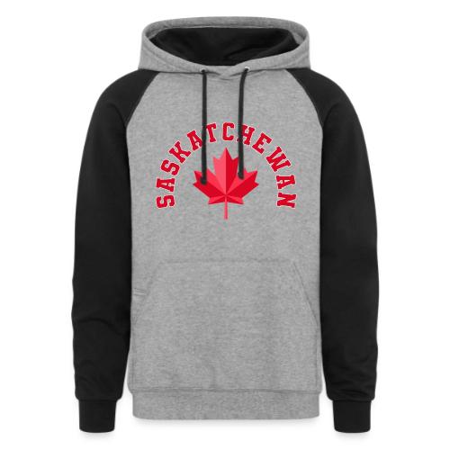 Saskatchewan with maple leaf - Unisex Colorblock Hoodie