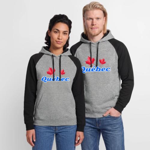Québec with two red maple leaves - Unisex Colorblock Hoodie