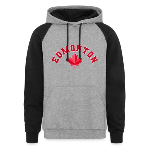 Edmonton with maple leaf - Unisex Colorblock Hoodie