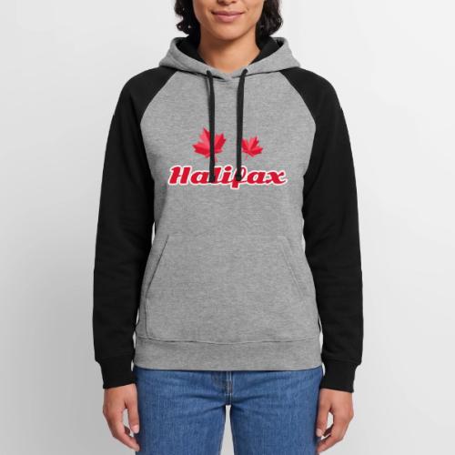 Halifax with two red maple leaves - Unisex Colorblock Hoodie