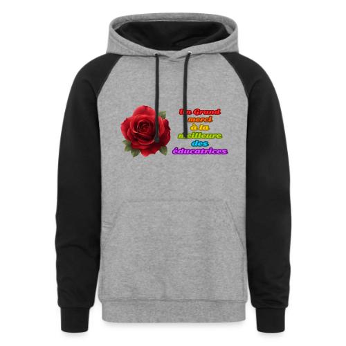 Thank You Educator: Pink and Rainbow Message - Unisex Colorblock Hoodie