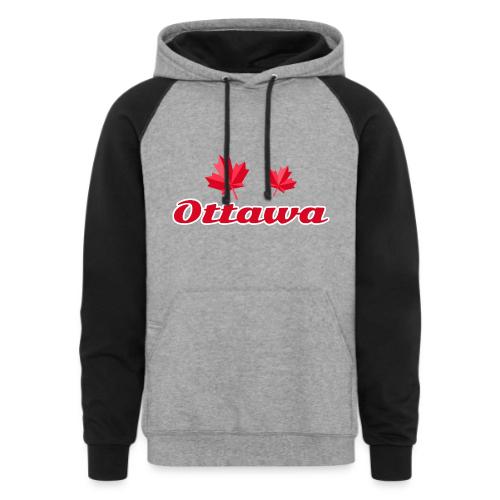 Ottawa with two red maple leaves - Unisex Colorblock Hoodie