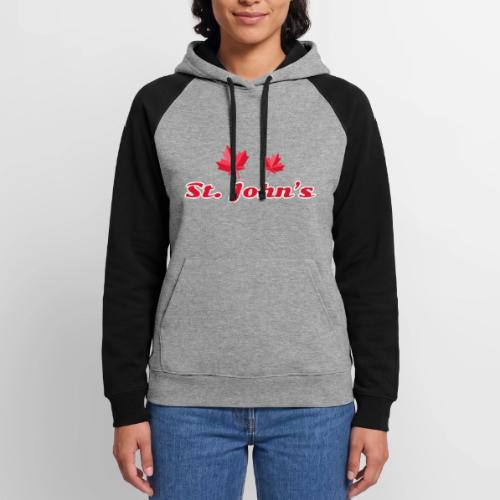 St. John's with two red maple leaves - Unisex Colorblock Hoodie