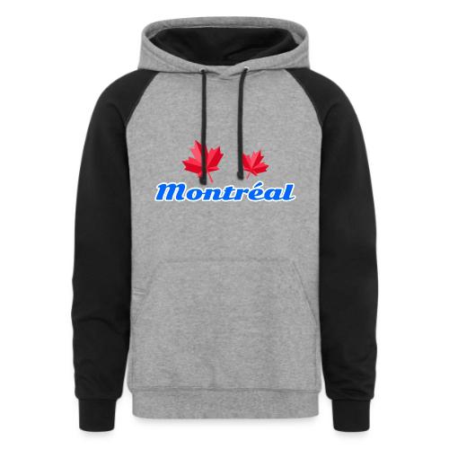Montréal with two red maple leaves - Unisex Colorblock Hoodie