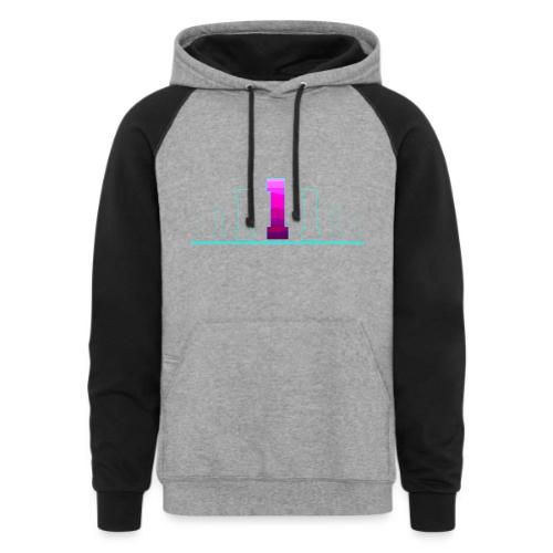 Number 1 in Magenta: Varsity Font - Unisex Colorblock Hoodie