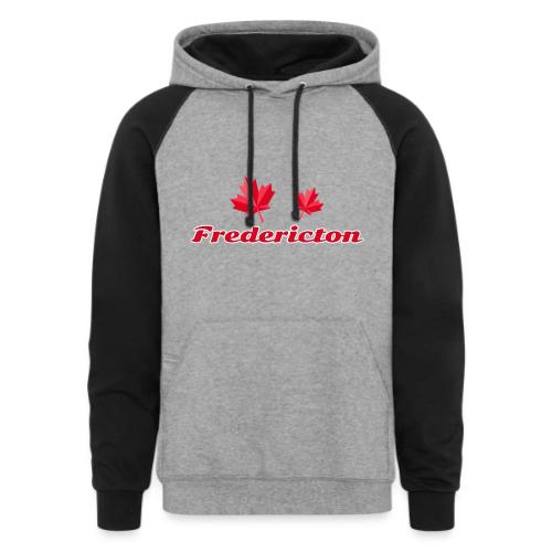 Fredericton with two red maple leaves - Unisex Colorblock Hoodie
