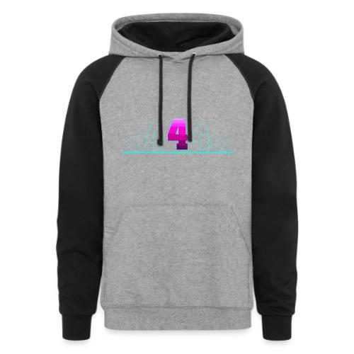 Number 4 in Magenta: Varsity Font - Unisex Colorblock Hoodie