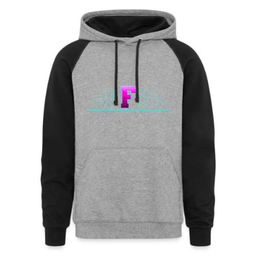 Letter F – Capital Varsity Alphabet Monogram - Unisex Colorblock Hoodie