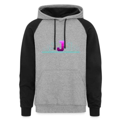 Letter J – Capital Varsity Alphabet Monogram - Unisex Colorblock Hoodie