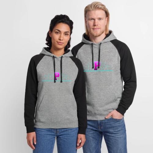Letter P – Capital Varsity Alphabet Monogram - Unisex Colorblock Hoodie