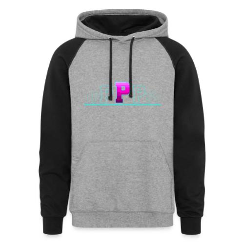 Letter P – Capital Varsity Alphabet Monogram - Unisex Colorblock Hoodie