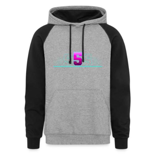 Number 5 in Magenta: Varsity Font - Unisex Colorblock Hoodie