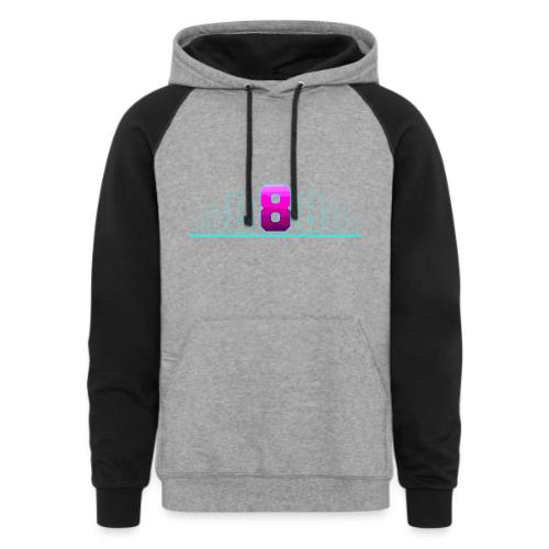 Number 8 in Magenta: Varsity Font - Unisex Colorblock Hoodie