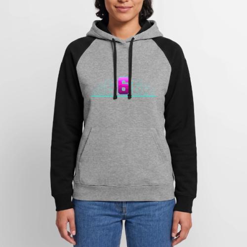 Number 6 in Magenta: Varsity Font - Unisex Colorblock Hoodie