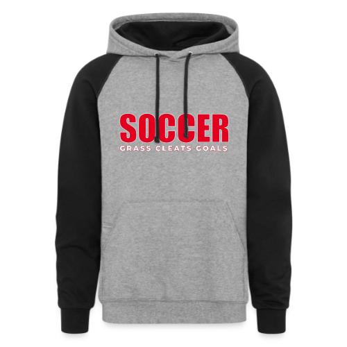 Soccer Grass Cleats Goals Typography Design - Unisex Colorblock Hoodie